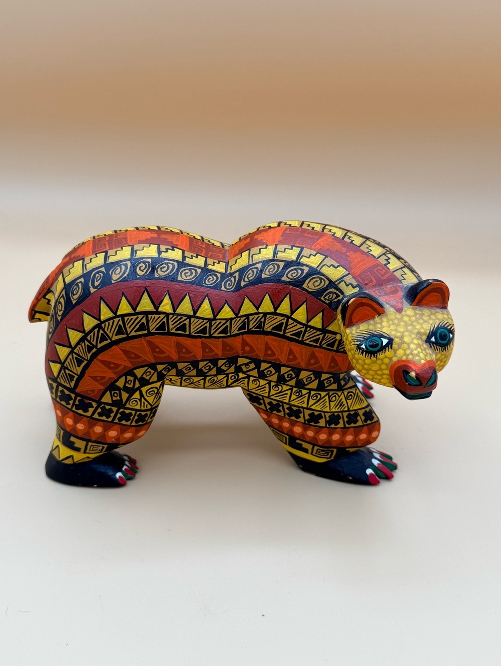 Vintage Y2K Oaxacan Bear Alebrije By Fabian Lopez Ortega Mexican Folk Art
